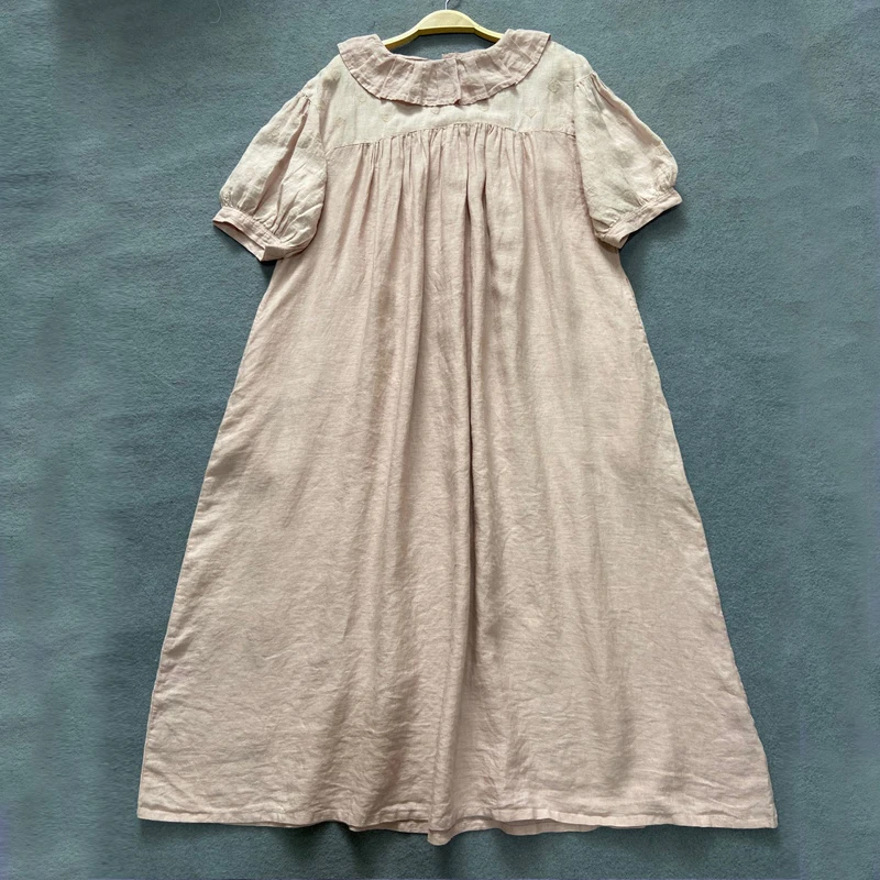 Johnature Japanese Linen Dress For Women 2021 Summer New Ruffles Collar Vintage Short Sleeve Embroidery Loose Dresses
Johnature Japanese Linen Dress For Women 2021 Summer New Ruffles Collar Vintage Short Sleeve Embroidery Loose Dresses