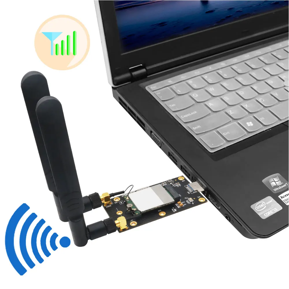 NGFF M2 Key B to USB 3.0 Adapter Applicable for Desktop Laptop with Dual Nano SIM Card Slots 2 External Antennas
NGFF M2 Key B to USB 3.0 Adapter Applicable for Desktop Laptop with Dual Nano SIM Card Slots 2 External Antennas