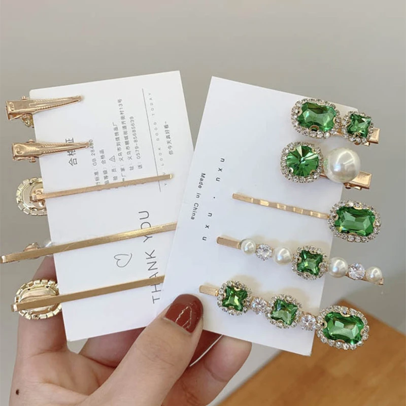 Women Hair Clips Set Jewelry Fashion Green Crystal Hair Accessories Luxury Simulation Pearl Barrette Pin For Girl Gift Ornaments
Women Hair Clips Set Jewelry Fashion Green Crystal Hair Accessories Luxury Simulation Pearl Barrette Pin For Girl Gift Ornaments