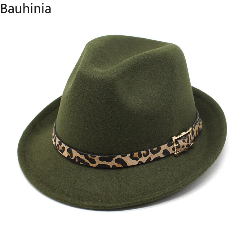 

Bauhinia Solid Vintage Fedora Hats Autumn Winter Panama Top Jazz Hat Gangster Trilby Felt Homburg Church Hat