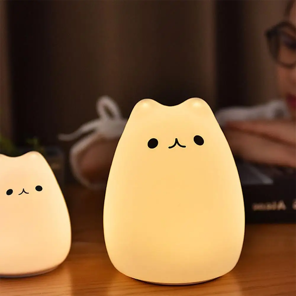 LED Lamp Cat Shape Nightlight Silicone 7 Colors Kids Children White Bedroom Eco Friendly Creative Cute Touch Sensor Gifts
LED Lamp Cat Shape Nightlight Silicone 7 Colors Kids Children White Bedroom Eco Friendly Creative Cute Touch Sensor Gifts