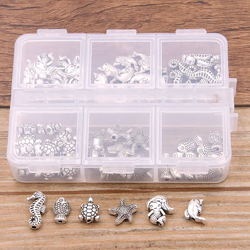 1 Set 6 Styles Mermaid Turtle Dolphin Bead Marine Life Charm Kit With Box Material For DIY Jewelry Earring Bracelet Making 
1 Set 6 Styles Mermaid Turtle Dolphin Bead Marine Life Charm Kit With Box Material For DIY Jewelry Earring Bracelet Making