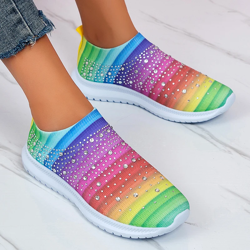 Cheap Sale Women's Shoes Rainbow Rhinestone Flats Shoes Slip On Stripe Fashion Sneakers Shoes Dropshipping Ladies Loafers
Cheap Sale Women's Shoes Rainbow Rhinestone Flats Shoes Slip On Stripe Fashion Sneakers Shoes Dropshipping Ladies Loafers