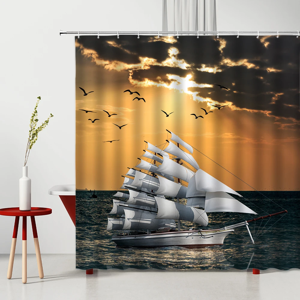 Sailing Boat Shower Curtain Ocean Scenery Navigation Bathroom Decor Bathtub Screen Washable Fabric Home Bath Hanging Curtains
Sailing Boat Shower Curtain Ocean Scenery Navigation Bathroom Decor Bathtub Screen Washable Fabric Home Bath Hanging Curtains