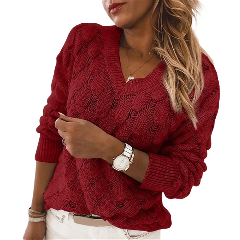 Autumn Winter Women Sweater Pullover Female Knitted Sweaters Three-dimensional Knitted Feather Hollow V-neck Long Sleeve Sweater
Autumn Winter Women Sweater Pullover Female Knitted Sweaters Three-dimensional Knitted Feather Hollow V-neck Long Sleeve Sweater