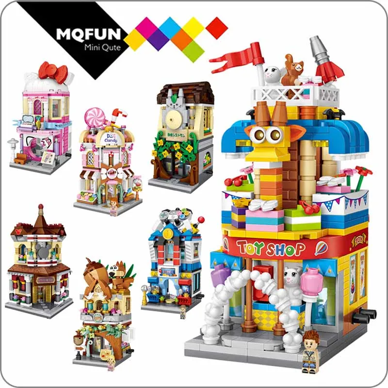 Конструктор LOZ Mini Street City 3d Строительные блоки дом мультяшный магазин модель