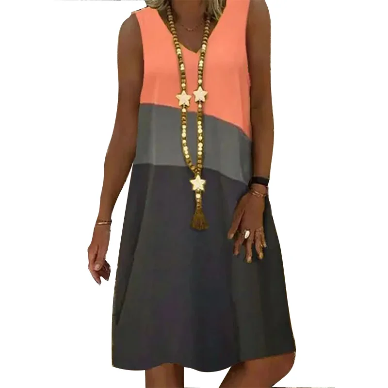 2021 spring 5XL women's 3-color printing sleeveless V-neck knee-length loose casual dress
2021 spring 5XL women's 3-color printing sleeveless V-neck knee-length loose casual dress