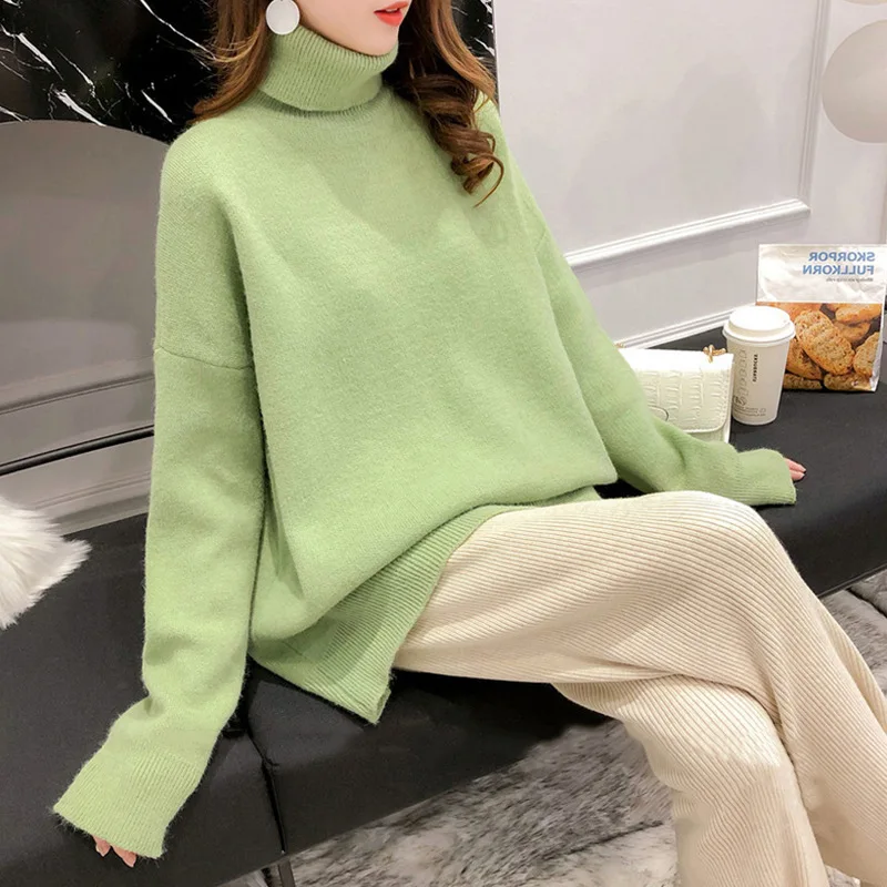 2021 Autumn and Winter New Style Casual Korean Loose Turtleneck Sweater Women Pullover Fashion Ladies Knitted Top 
2021 Autumn and Winter New Style Casual Korean Loose Turtleneck Sweater Women Pullover Fashion Ladies Knitted Top