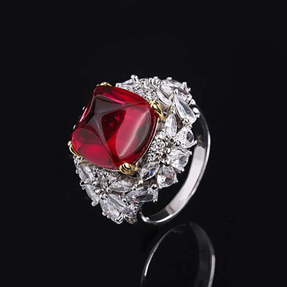 Charms 100% 925 Sterling Silver 12*12mm Ruby Rings For Women Luxury High Carbon Diamond Gemstone Vintage Party Ring Fine Jewelry
Charms 100% 925 Sterling Silver 12*12mm Ruby Rings For Women Luxury High Carbon Diamond Gemstone Vintage Party Ring Fine Jewelry