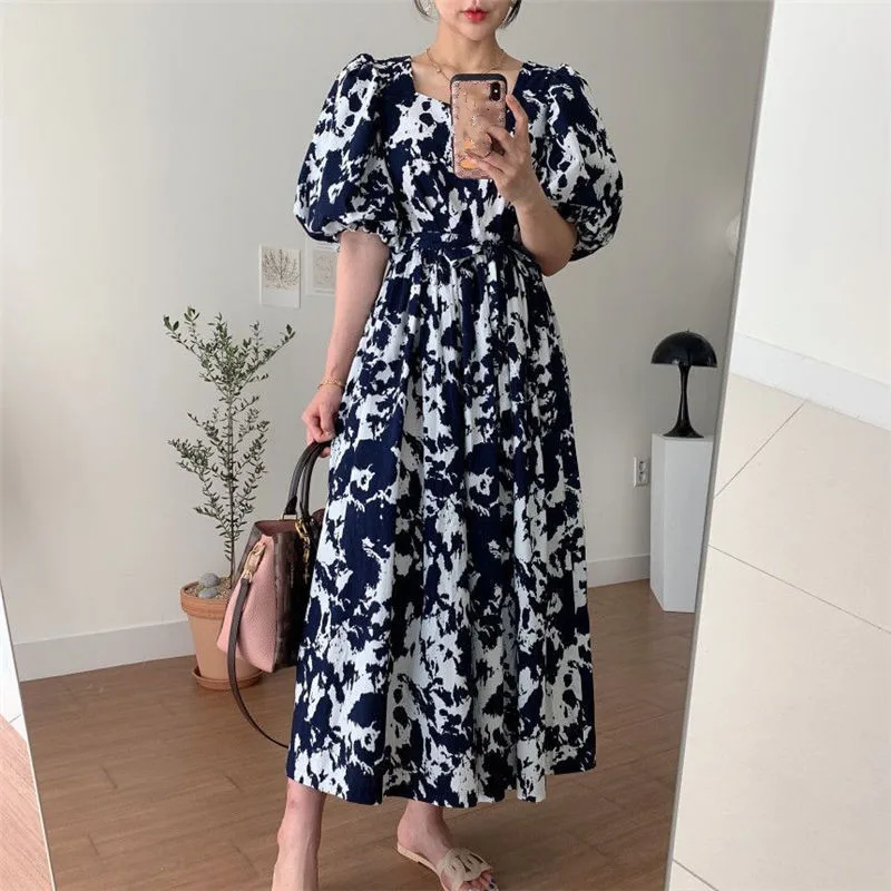 Spring Summer Long Dresses For Women Elegant Print Lantern Sleeve Pleated Dress Female Casual New Vintage Dresses Vestidos Q5276
Spring Summer Long Dresses For Women Elegant Print Lantern Sleeve Pleated Dress Female Casual New Vintage Dresses Vestidos Q5276