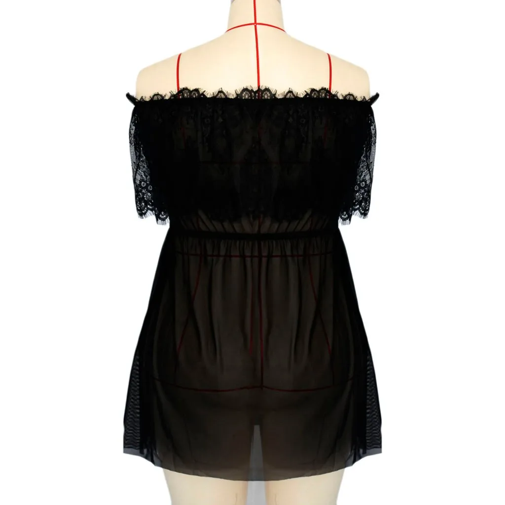 2021 Women Plus Size Sexy Lingerie Lace Nightdress Sleepwear Sheer Mesh Lingerie Off-Shoulder Nightdress XL-4XL pijama mujer
2021 Women Plus Size Sexy Lingerie Lace Nightdress Sleepwear Sheer Mesh Lingerie Off-Shoulder Nightdress XL-4XL pijama mujer