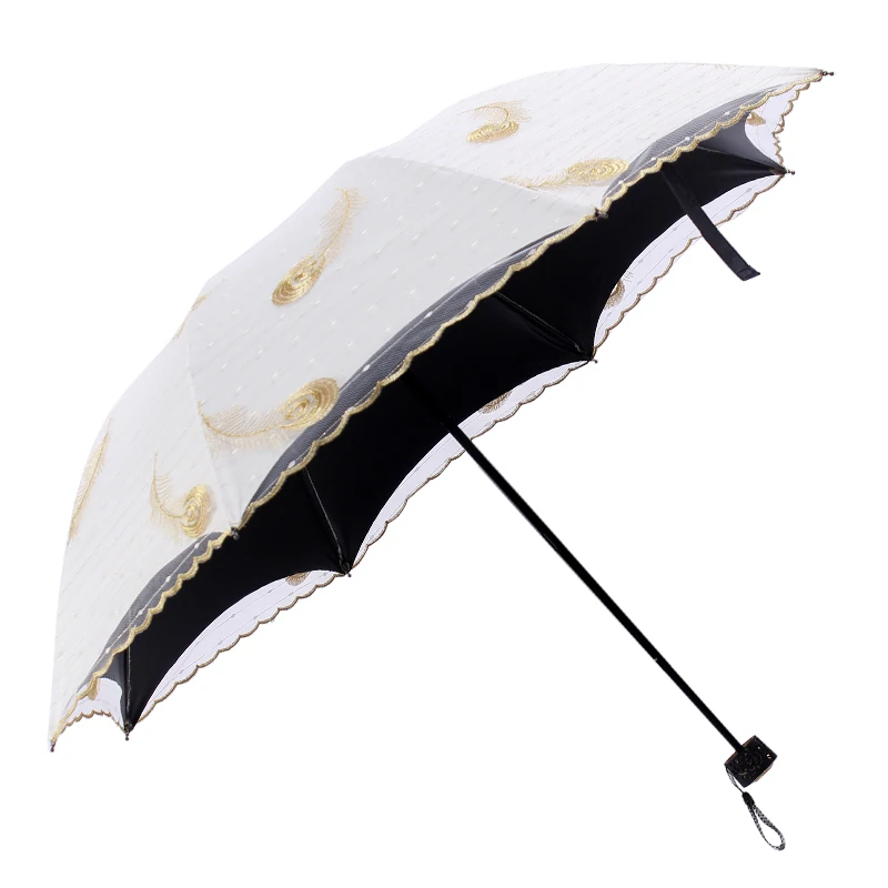 Rain Accessories Umbrella Women Designer Black Three Fold Umbrella Luxury Peacock Feather Paraguas Caravan Accessories AG50ZS
Rain Accessories Umbrella Women Designer Black Three Fold Umbrella Luxury Peacock Feather Paraguas Caravan Accessories AG50ZS
