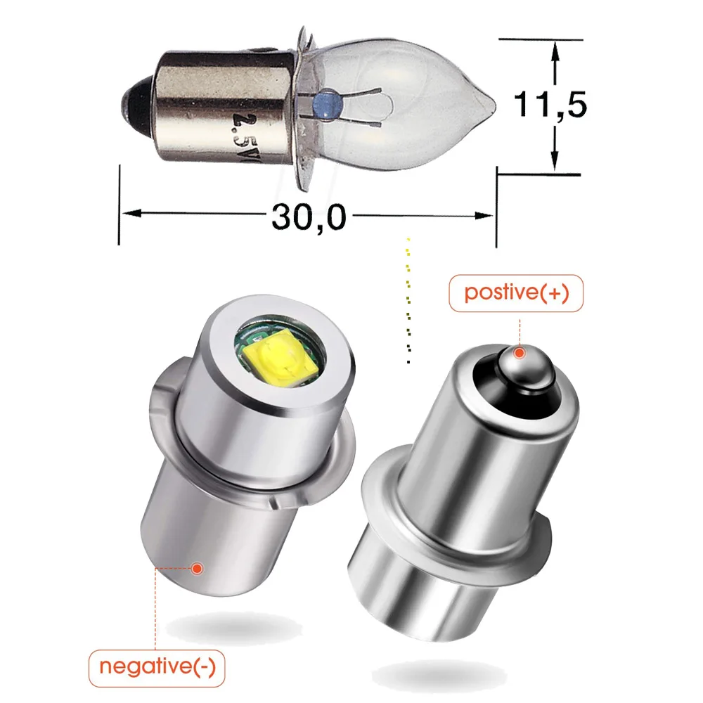 Светодиодная лампа P13.5S 3 Вт 3В 6В 12В 18В 200LM PR2 Maglite Flash светильник сменная фонарики