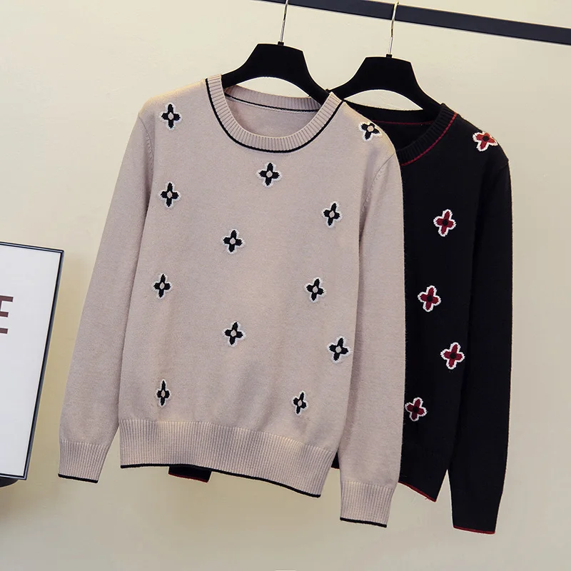 Plus Size Embroidered Sweater Woman Jumpers 2021 Autumn Winter Korean O-Neck Long Sleeve Knitted Pullover Oversize Sweater Women
Plus Size Embroidered Sweater Woman Jumpers 2021 Autumn Winter Korean O-Neck Long Sleeve Knitted Pullover Oversize Sweater Women