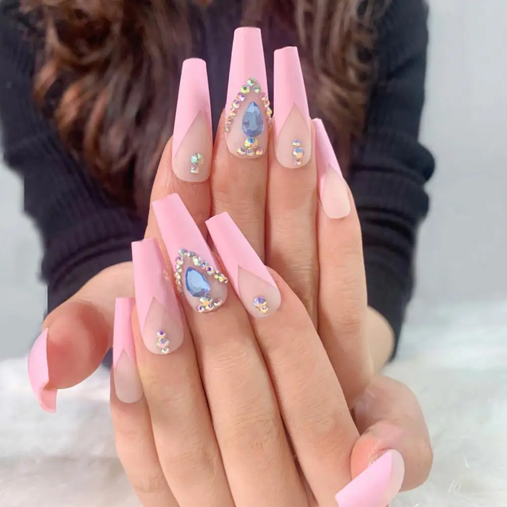 24Pcs/Set False Nail Tips Coffin Shape with Rhinestone Extra Long 3D Press on Nails Acrylic Decoration False Nails for Manicure
24Pcs/Set False Nail Tips Coffin Shape with Rhinestone Extra Long 3D Press on Nails Acrylic Decoration False Nails for Manicure