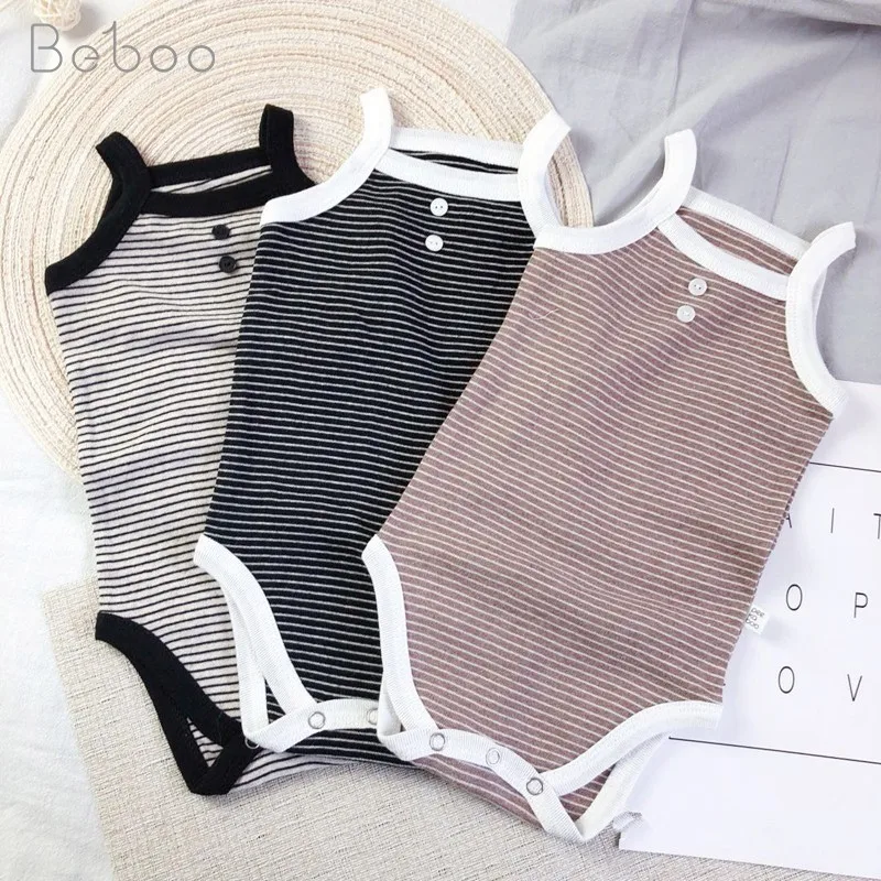 2022 Summer Korean Striped Baby Bodysuits Cotton Clothes For Boys And Girls Sleeveless Newborn Twins Climbing Jumpsuit Infants
2022 Summer Korean Striped Baby Bodysuits Cotton Clothes For Boys And Girls Sleeveless Newborn Twins Climbing Jumpsuit Infants