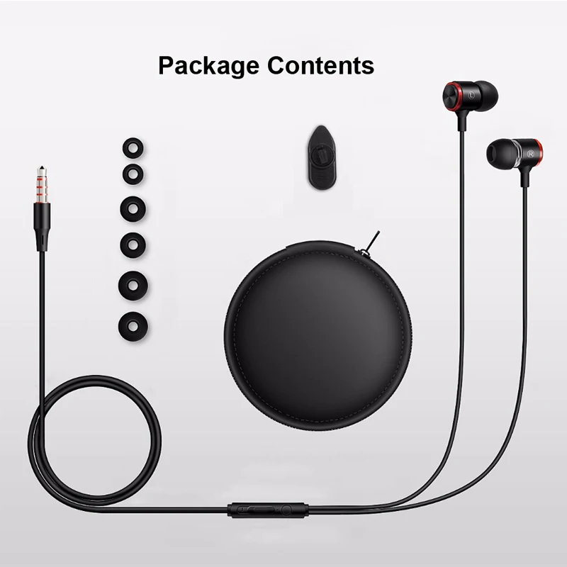

Oppsrelve Stereo Bass Headphone In-Ear 3.5MM Wired Earphones Metal HIFI Earpiece with MIC for MP4 Xiaomi Samsung Huawei iPhone