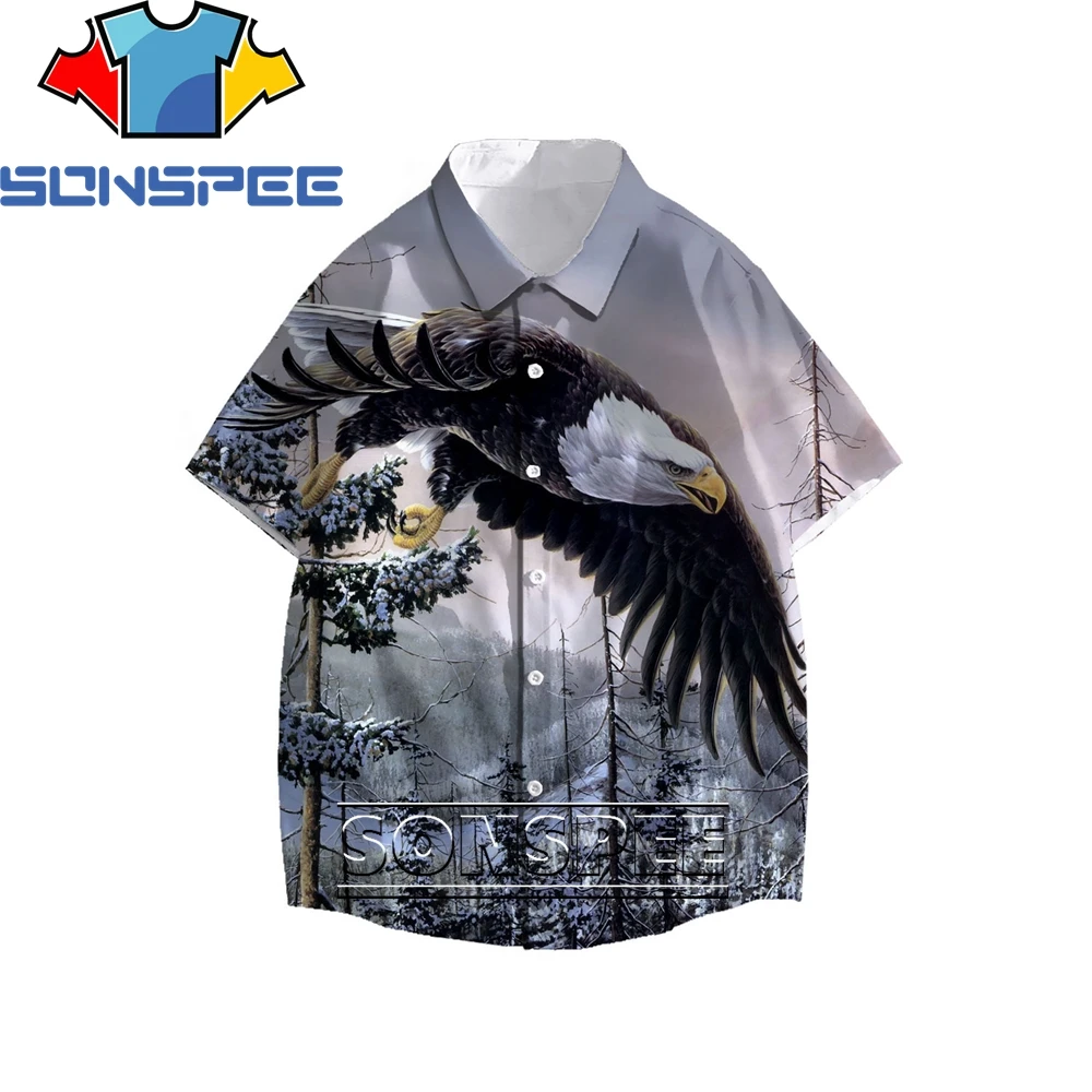 Мужская летняя рубашка SONSPEE, с натуральным орлом, птицами, 3D рисунком, повседневная, с коротким рукавом, гавайский женский пляжный топ 
Мужская летняя рубашка SONSPEE, с натуральным орлом, птицами, 3D рисунком, повседневная, с коротким рукавом, гавайский женский пляжный топ