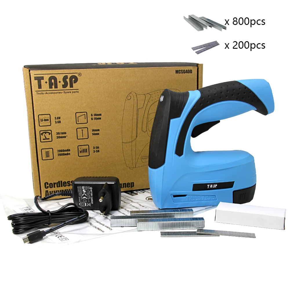 TASP 3.6V Stapler Electric Cordless Staple Gun Rechargeable Lithium Battery 2000mAh Portable Furniture Nail Gun Woodworking Tool
TASP 3.6V Stapler Electric Cordless Staple Gun Rechargeable Lithium Battery 2000mAh Portable Furniture Nail Gun Woodworking Tool