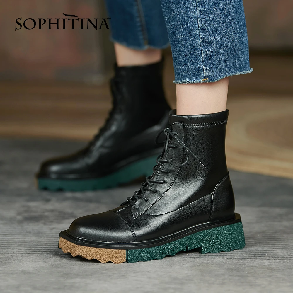 Женские кожаные ботинки SOPHITINA, модные сапоги на плоской подошве, с цветной блокировкой, круглый носок, универсальная обувь ручной работы, HO365...
Женские кожаные ботинки SOPHITINA, модные сапоги на плоской подошве, с цветной блокировкой, круглый носок, универсальная обувь ручной работы, HO365...