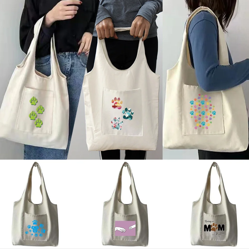 Shopping Bags Canvas Women‘s Commuter Color Cartoon Dog Footprints Prints Grocery Handbags Eco Messenger Tote Bag Shopper Bag
Shopping Bags Canvas Women‘s Commuter Color Cartoon Dog Footprints Prints Grocery Handbags Eco Messenger Tote Bag Shopper Bag
