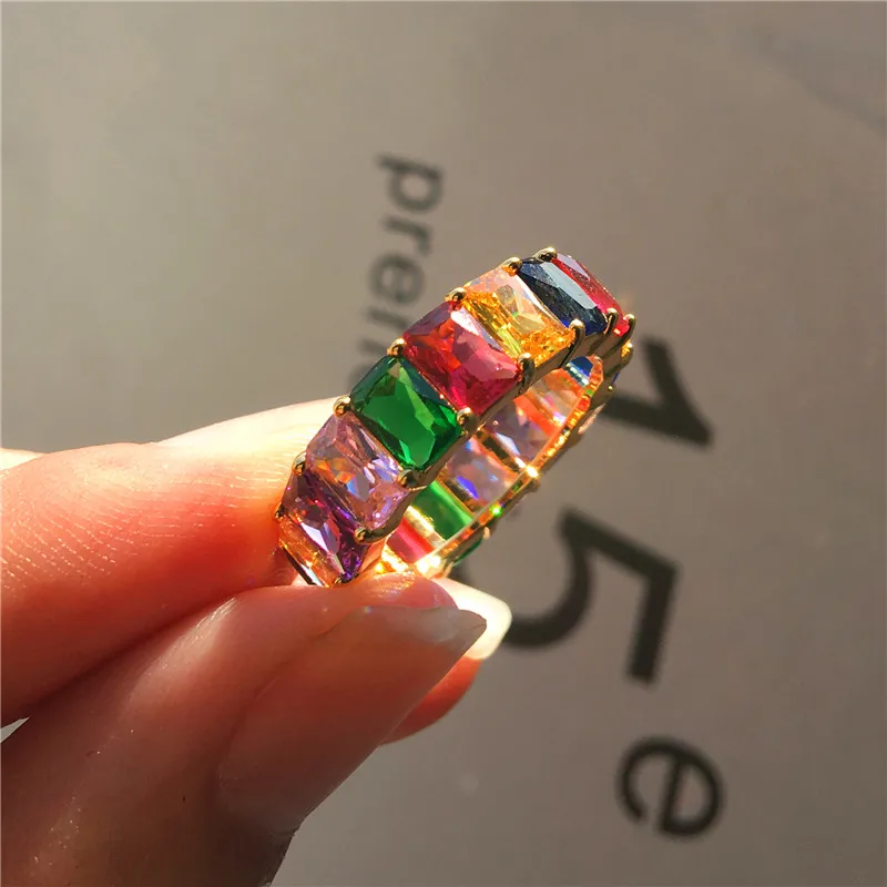 Charm Female Square Rainbow Zircon Ring Luxury Love Wedding Engagement Ring Unique Yellow Gold Finger Rings For Women
Charm Female Square Rainbow Zircon Ring Luxury Love Wedding Engagement Ring Unique Yellow Gold Finger Rings For Women