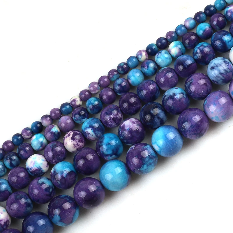 

Dark Purple Colorful Rain Jaspers Round Beads Natural Loose Stone Beads For DIY Jewelry Making 4/6/8/10/12mm Bracelet 15''
