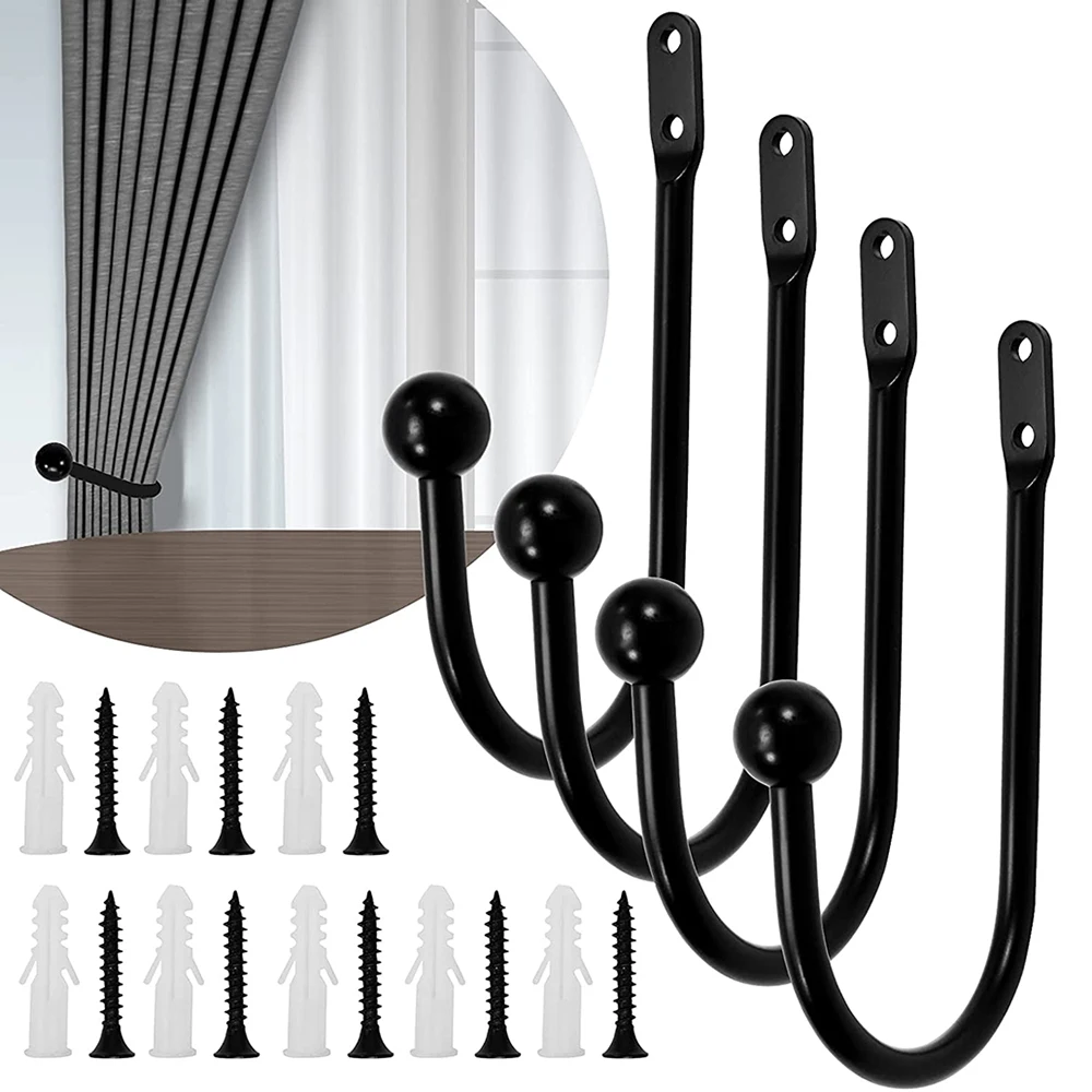 4 Pcs Curtain Pull Backs Holdbacks, U Shaped Metal Holders Curtain Tie Backs Attach to Wall, Wall Mounted Curtain Tieback Hooks
4 Pcs Curtain Pull Backs Holdbacks, U Shaped Metal Holders Curtain Tie Backs Attach to Wall, Wall Mounted Curtain Tieback Hooks