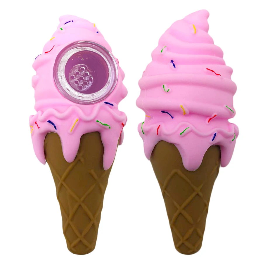 pink Funny Ice cream pipe silicone Smoking Pipe with with Clean Cover and Decorative Bowl Interior
pink Funny Ice cream pipe silicone Smoking Pipe with with Clean Cover and Decorative Bowl Interior