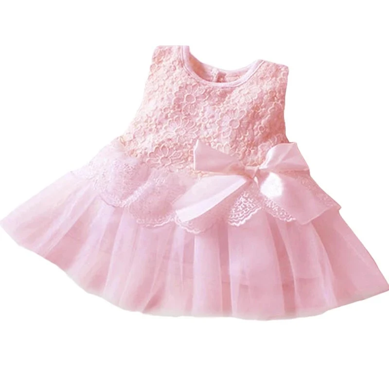 Детское кружевное платье принцессы свадебное для новорожденных с цветами на 1