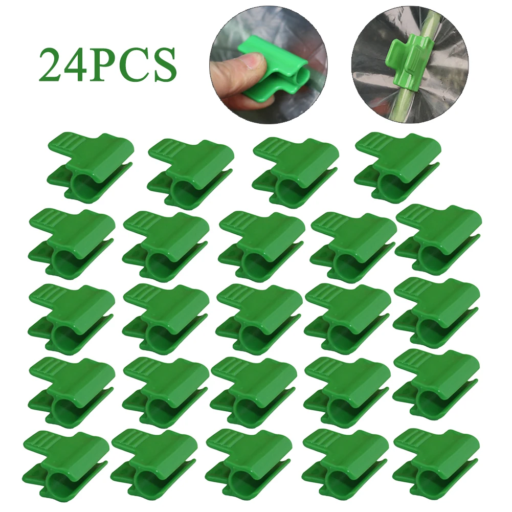 

24pcs/set Shading Netting Tunnel Hoop Clips Pipe Clamps for Outer Diameter 11mm Plant Stakes Greenhouse Shed Film Row Cover