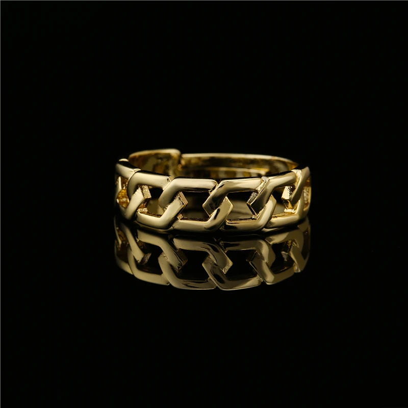 NEWBUY Мода 6 мм Ширина цепи Форма дизайн Открытое кольцо для женщин Золотой Цвет