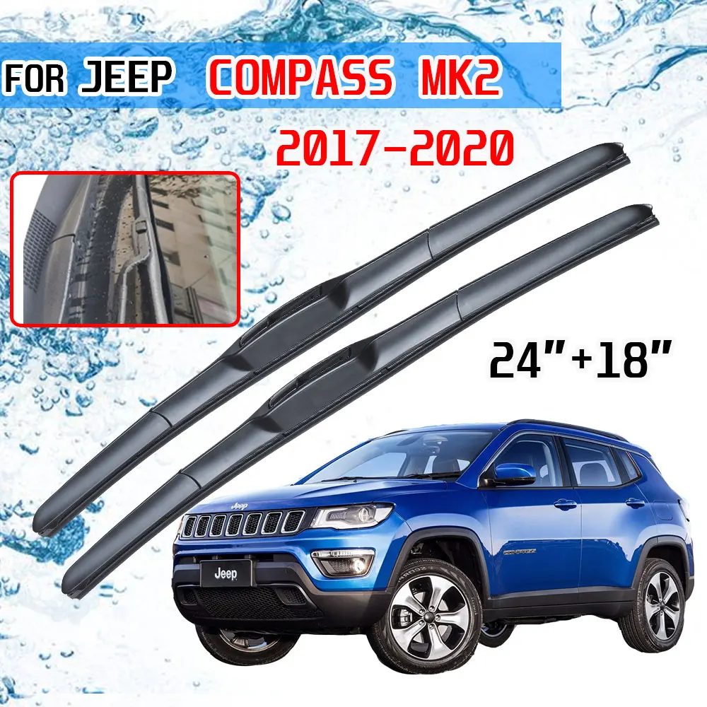 

For Jeep Compass 2017 2018 2019 2020 MK2 2nd Gen Accessories Front Windscreen Wiper Blade Brushe for Car Cutter U Type J Hook