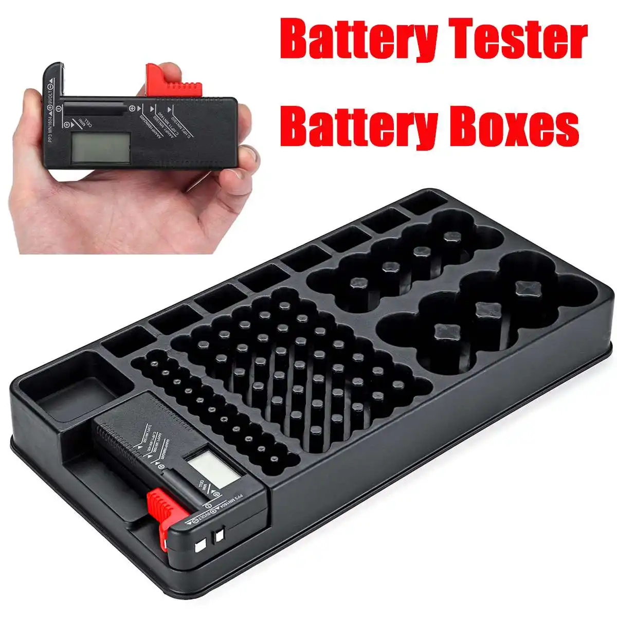 New 98 Grids Battery Storage Organizer Holder Tester Battery Caddy Rack Case Box Including Battery Checker For AA AAA D C 9V
New 98 Grids Battery Storage Organizer Holder Tester Battery Caddy Rack Case Box Including Battery Checker For AA AAA D C 9V