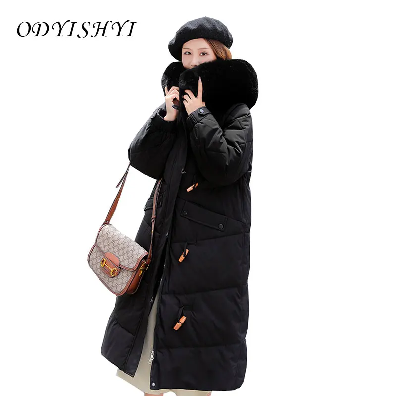 Women's Winter 2021 New Long Cotton Coat Korean Loose Casual Horn Button Padded Jacket Hooded Big Fur Collar Warm Outwear Zipper 
Women's Winter 2021 New Long Cotton Coat Korean Loose Casual Horn Button Padded Jacket Hooded Big Fur Collar Warm Outwear Zipper