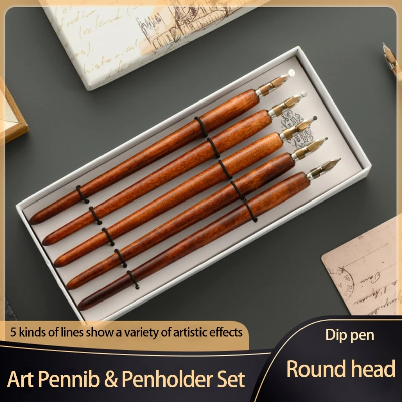 C1FB 5 Pcs Literary Retro Wooden Ink Pen 5 Nibs Set Antique Dip Calligraphy Writing
C1FB 5 Pcs Literary Retro Wooden Ink Pen 5 Nibs Set Antique Dip Calligraphy Writing