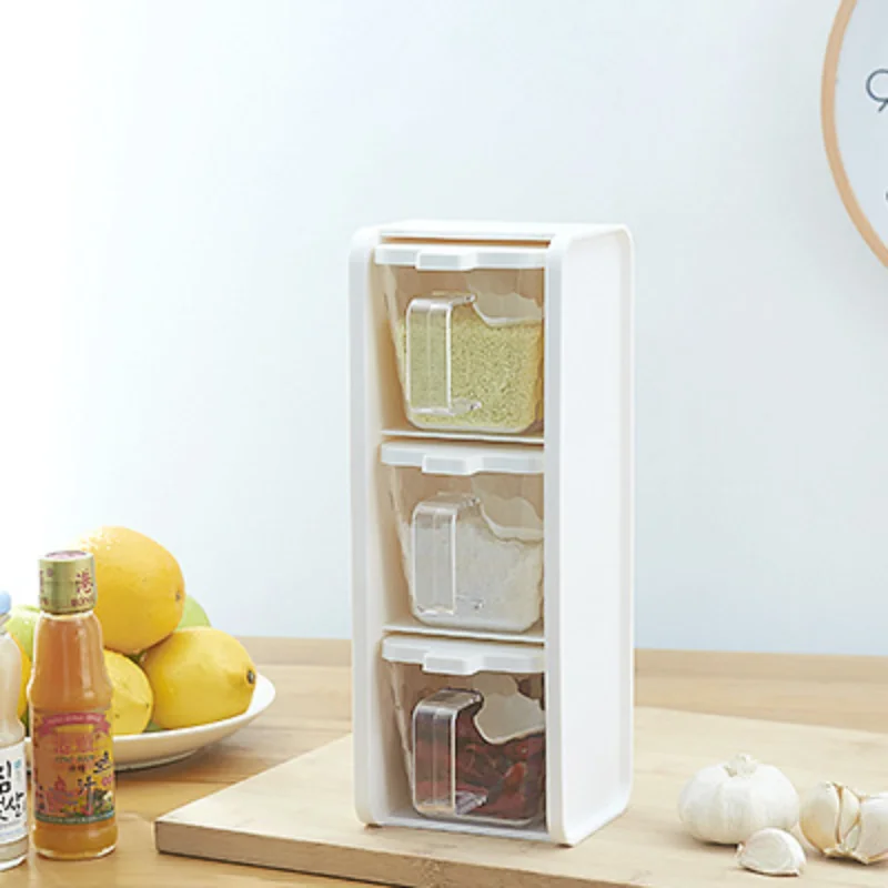 Three In One With Spoon Storage Boxes Spices Seasoning Jar Transparent Sugar Salt Bottle Kitchen Organizer TWHA121
Three In One With Spoon Storage Boxes Spices Seasoning Jar Transparent Sugar Salt Bottle Kitchen Organizer TWHA121