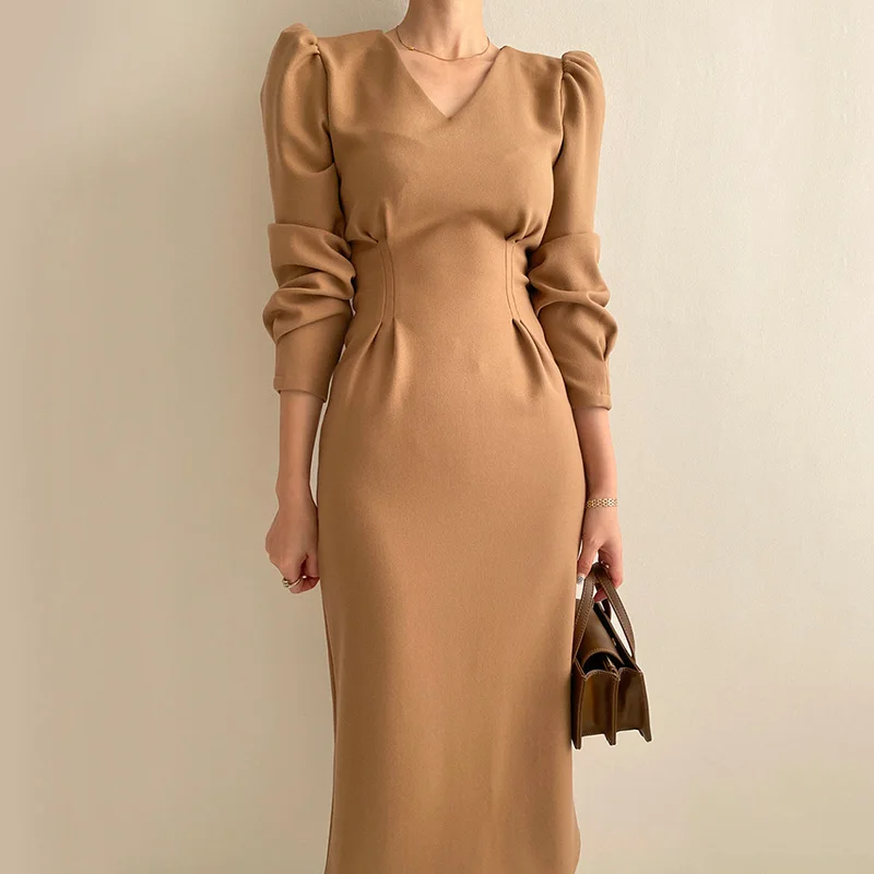 Женское винтажное платье с пышными рукавами, желтое однотонное платье для офиса и вечерние, весна 2019
Женское винтажное платье с пышными рукавами, желтое однотонное платье для офиса и вечерние, весна 2019