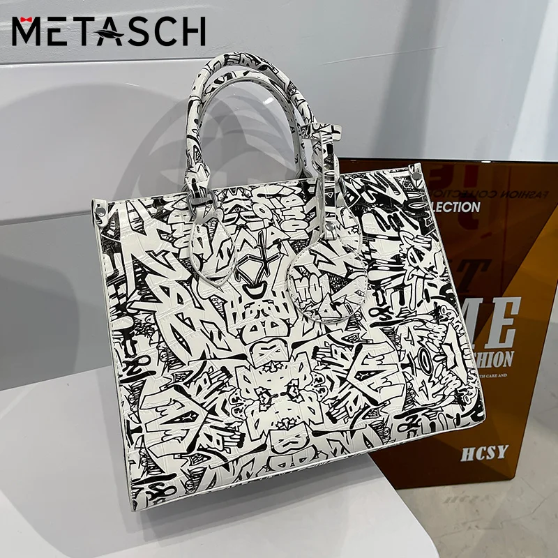 METASCH 2021 Fashion Graffiti PU Handbag Women Large Capacity Handle Bag Casual Shoulder Bag Shopping Lady Totes Brands Pouch
METASCH 2021 Fashion Graffiti PU Handbag Women Large Capacity Handle Bag Casual Shoulder Bag Shopping Lady Totes Brands Pouch
