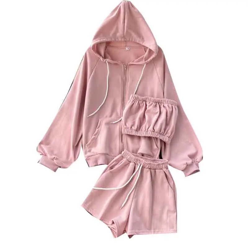Age reduction suit spring 2021 new women's sports suit tube top short wide-leg pants wild hooded jacket tide
Age reduction suit spring 2021 new women's sports suit tube top short wide-leg pants wild hooded jacket tide