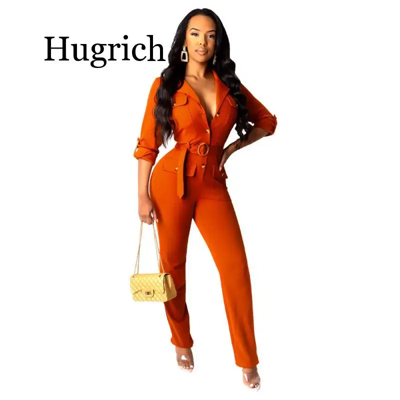 Elegant Long Womens Overalls Casual Long Sleeve Jumpsuit Rompers Autumn Solid Belt Slim Long Pants Trousers Streetwear 2020
Elegant Long Womens Overalls Casual Long Sleeve Jumpsuit Rompers Autumn Solid Belt Slim Long Pants Trousers Streetwear 2020
