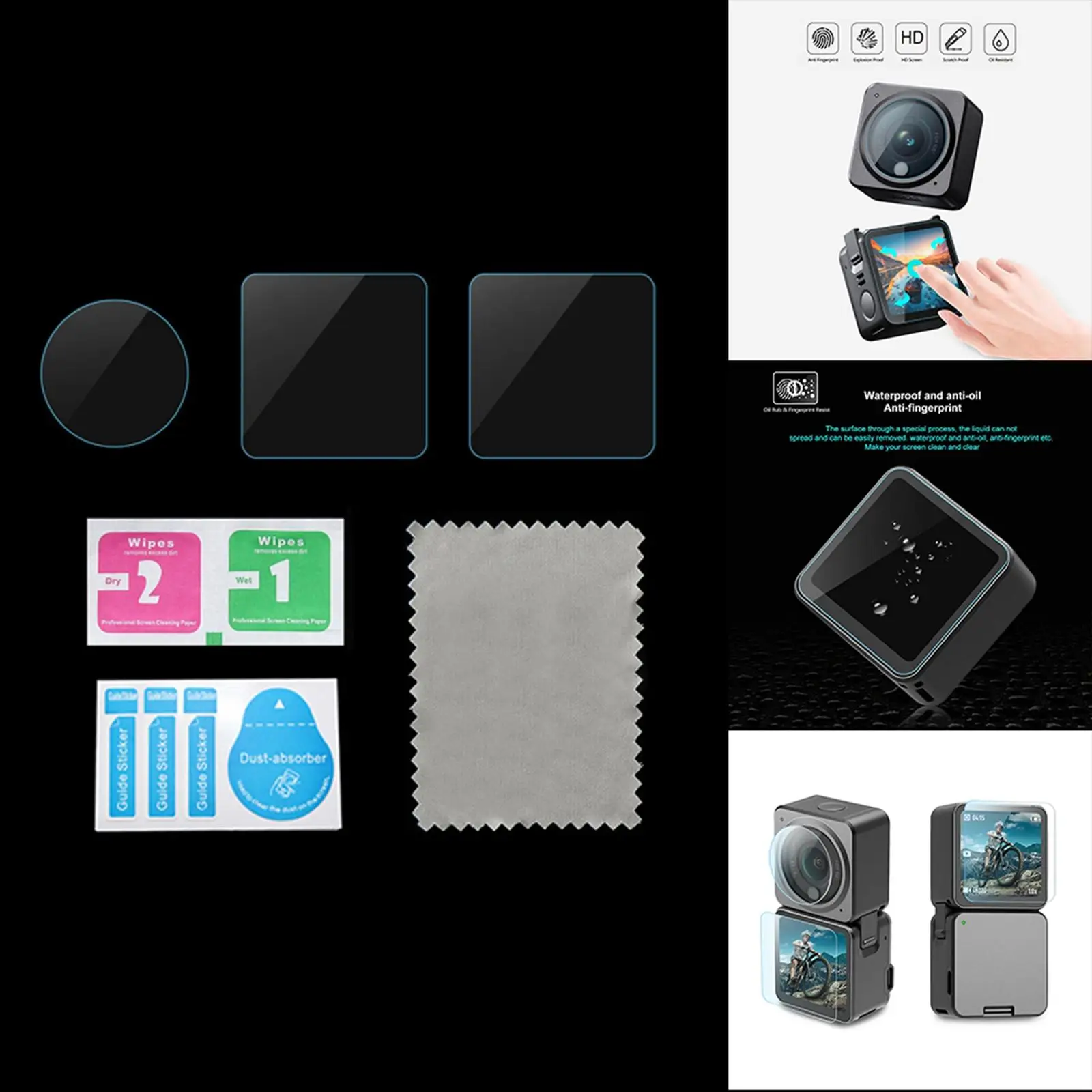 6 Pieces Tempered Glass Screen Protector Film Lens and Dual-Screen 9H 2.5D Kit 3 in 1 Hardness Cover for DJI Action 2
6 Pieces Tempered Glass Screen Protector Film Lens and Dual-Screen 9H 2.5D Kit 3 in 1 Hardness Cover for DJI Action 2