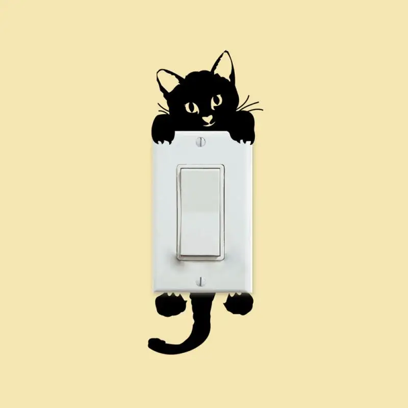 Симпатичные Новые наклейки на стену в виде кошки переключатель света
