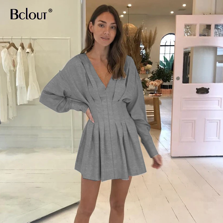 Женское платье с длинным рукавом OOTN летнее v образным вырезом вечерние платья