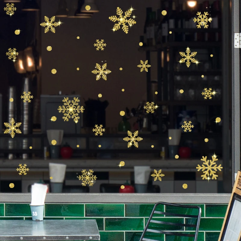 Christmas New Year Gold Snowflake Wall Stickers Window Glass Door Sticker Self-Adhesive Removable Waterproof Decals Poster
Christmas New Year Gold Snowflake Wall Stickers Window Glass Door Sticker Self-Adhesive Removable Waterproof Decals Poster