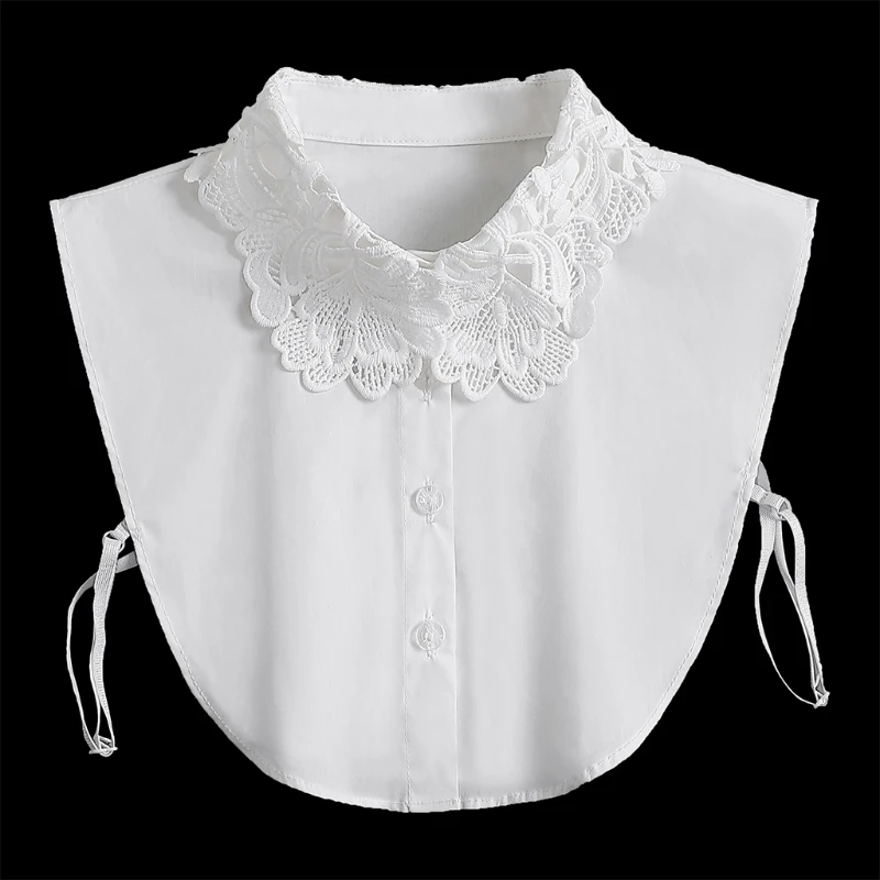 Women Hollow Lace False Collar Embroidery Floral Applique Lapel Half Shirt Sweater Detachable Button Down White Blouse Decor
Women Hollow Lace False Collar Embroidery Floral Applique Lapel Half Shirt Sweater Detachable Button Down White Blouse Decor