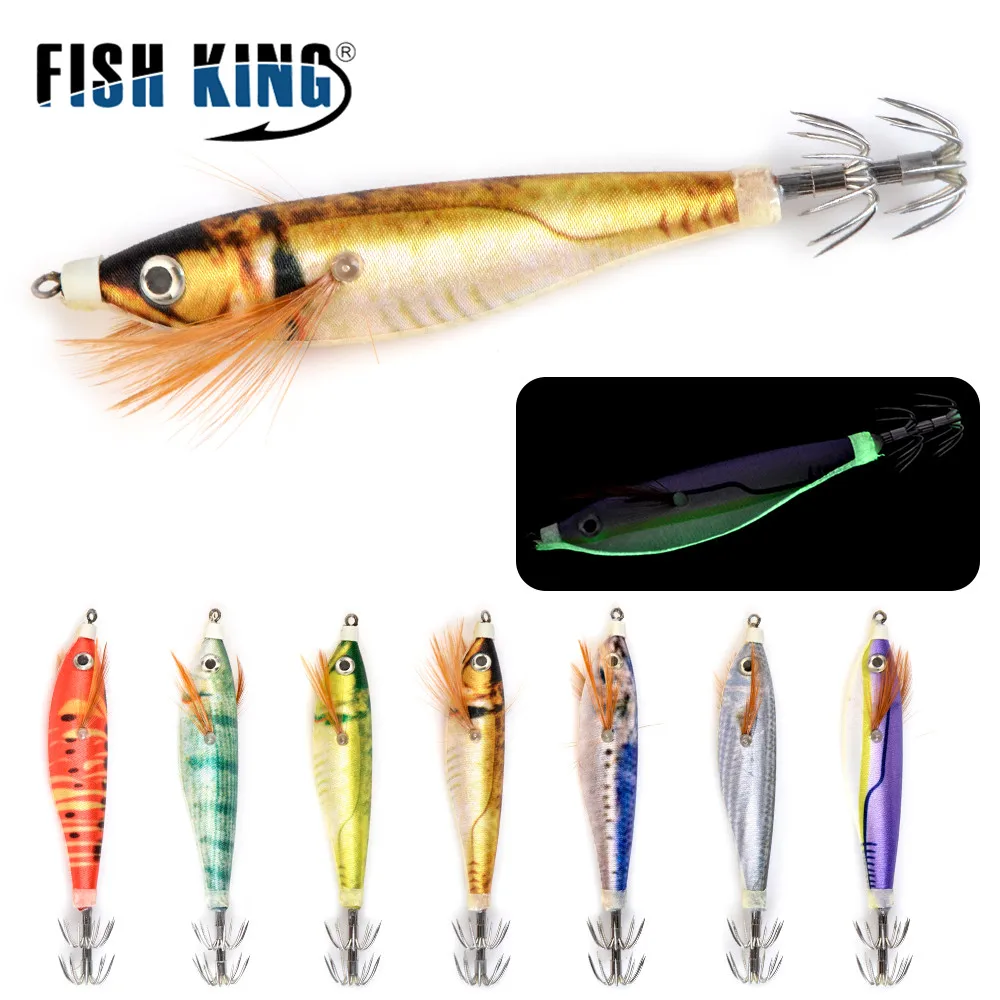 Рыболовная приманка FISH KING светящиеся приманки с крючком 8 см/10 г 3D глаза осьминог