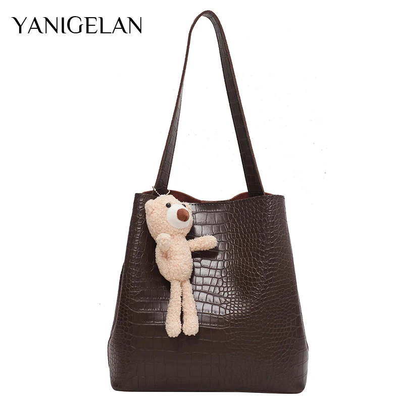 YANIGELAN Fashion Pu Leather Composite Bag For Ladies Solid Color Large Capacity Bucket Pack Simple Women's Handbag Bolso Casual
YANIGELAN Fashion Pu Leather Composite Bag For Ladies Solid Color Large Capacity Bucket Pack Simple Women's Handbag Bolso Casual