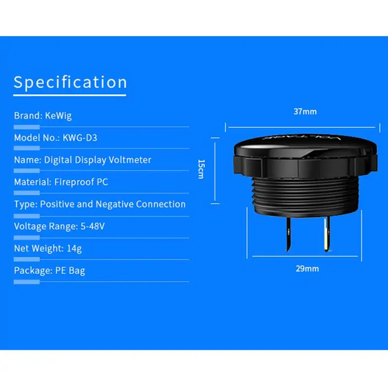 Car Motorcycle Boat DC 5V-48V LED Digital Display Voltmeter Waterproof w/Touch On/off Switch For Motor Boat ATV Car Accessories
Car Motorcycle Boat DC 5V-48V LED Digital Display Voltmeter Waterproof w/Touch On/off Switch For Motor Boat ATV Car Accessories
