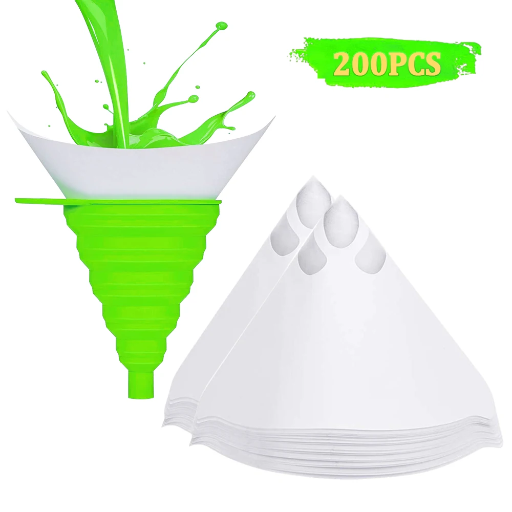 200Pcs Paper Paint Strainers Industrial Coating Filtration Conical Mesh Filter Disposable Conical Micron Paper W/Silicone Funnel
200Pcs Paper Paint Strainers Industrial Coating Filtration Conical Mesh Filter Disposable Conical Micron Paper W/Silicone Funnel